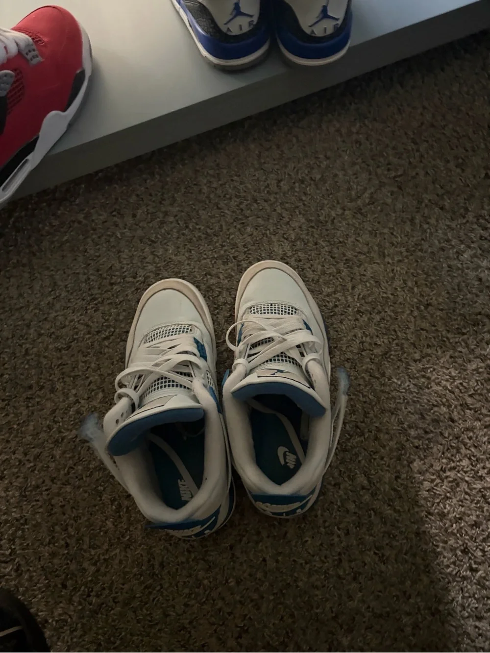 Jordan Retro Sneakers — Jordan 4 military blue , got a stain, but not beat